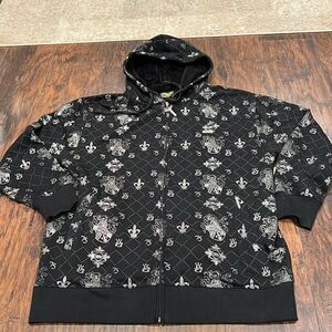 VTG Avirex all over print silver logo full zip sweatshirt size XL rare in EUC